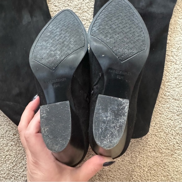 Marc Fisher Over The Knee Boots Women’s Size 9.5 Black Faux Suede Style Enrika - Picture 11 of 15